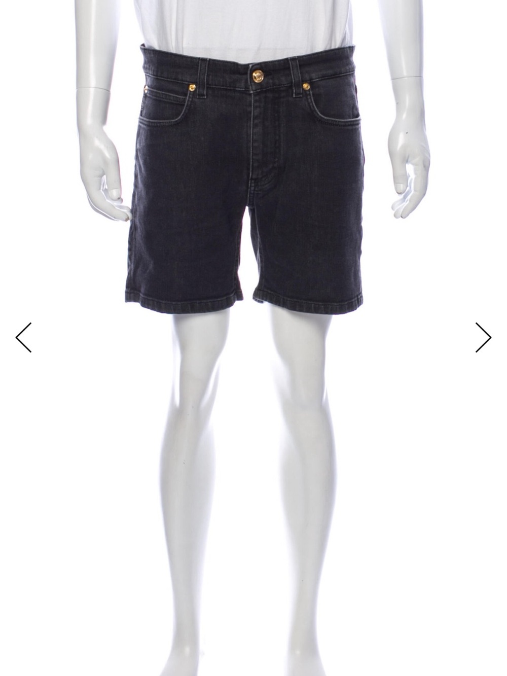 Versace Black Denim Shorts with Gold Accents - Picture 3 of 13